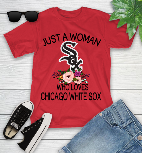 MLB Just A Woman Who Loves Chicago White Sox Baseball Sports Youth T-Shirt 8