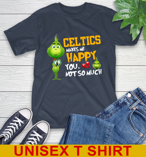 NBA Boston Celtics Makes Me Happy You Not So Much Grinch Basketball Sports T-Shirt 3