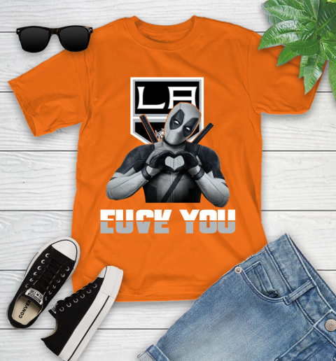 NHL Los Angeles Kings Deadpool Love You Fuck You Hockey Sports Youth T-Shirt 9