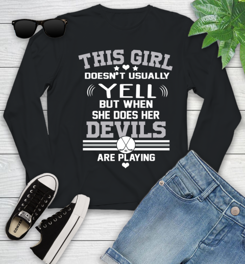 New Jersey Devils NHL Hockey I Yell When My Team Is Playing Youth Long Sleeve