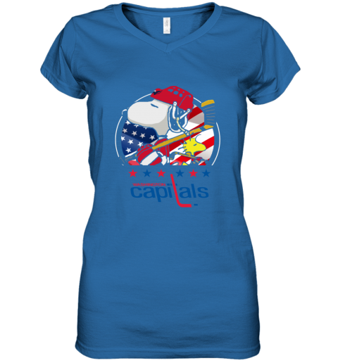 ur56 washington capitals snoopy and woodstock nhl women v neck t shirt 39 front royal