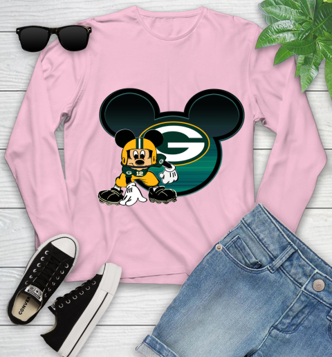 NFL Green Bay Packers Mickey Mouse Disney Football T Shirt Youth Long Sleeve 10