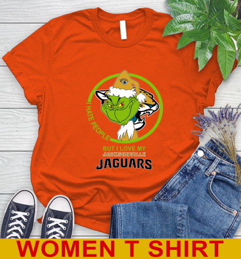 Jacksonville Jaguars NFL Christmas Grinch I Hate People But I Love My Favorite Football Team Women's T-Shirt 4