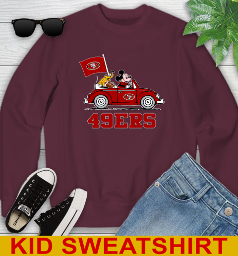 NFL Football San Francisco 49ers Pluto Mickey Driving Disney Shirt Youth Sweatshirt 5