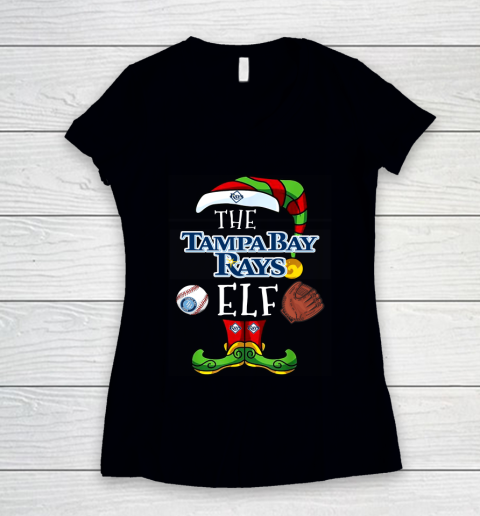 Tampa Bay Rays Christmas ELF Funny MLB Women's V-Neck T-Shirt
