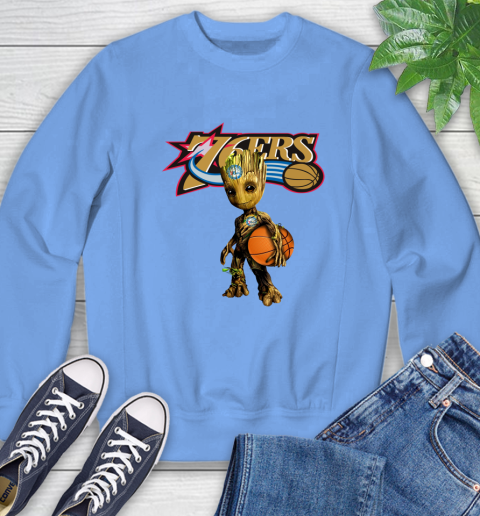 Philadelphia 76ers NBA Basketball Groot Marvel Guardians Of The Galaxy Sweatshirt 11
