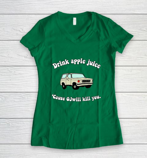 Drink Apple Juice Funny Women's V-Neck T-Shirt 3