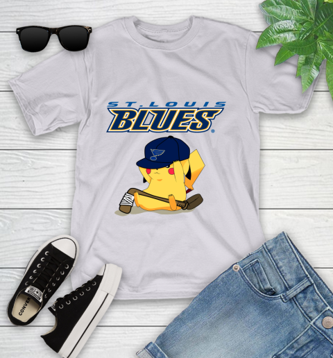 NHL Pikachu Hockey Sports St.Louis Blues Youth T-Shirt 4