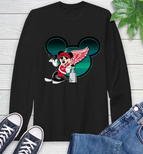 NHL Detroit Red Wings Stanley Cup Mickey Mouse Disney Hockey T Shirt Long Sleeve T-Shirt 2