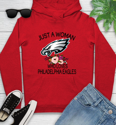NFL Just A Woman Who Loves Philadelphia Eagles Football Sports Youth Hoodie 7