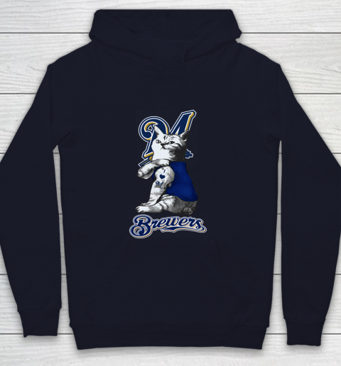 MLB Baseball My Cat Loves Milwaukee Brewers Youth Hoodie 2