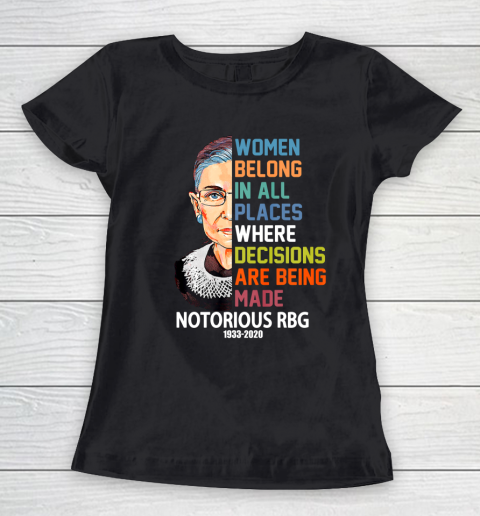 Notorious RBG 1933  2020 Women Belong In All Places Ruth Bader Ginsburg Women's T-Shirt