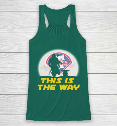 Philadelphia Phillies MLB Baseball Star Wars Yoda And Mandalorian This Is The Way Racerback Tank 5