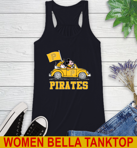 MLB Baseball Pittsburgh Pirates Pluto Mickey Driving Disney Shirt Racerback Tank 10