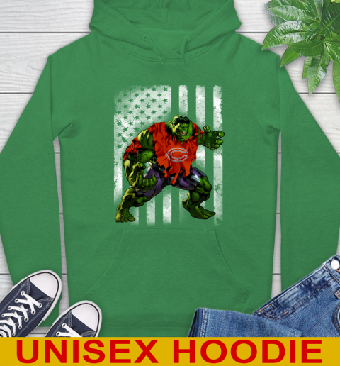 Chicago Bears Hulk Marvel Avengers NFL Football American Flag Hoodie 8