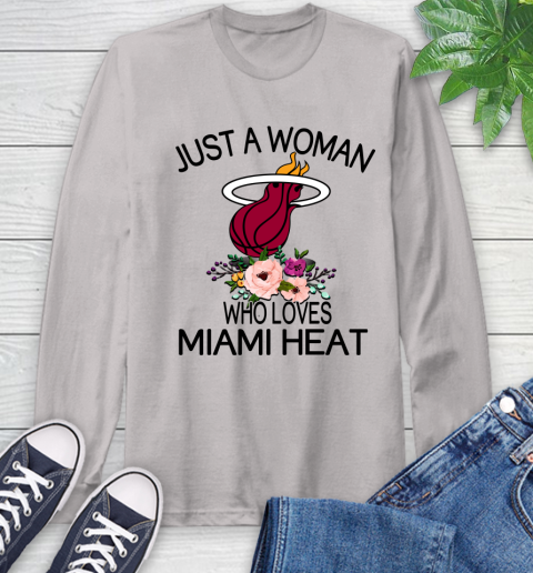 NBA Just A Woman Who Loves Miami Heat Basketball Sports Long Sleeve T-Shirt 11