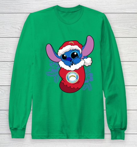 Los Angeles Chargers Christmas Stitch In The Sock Funny Disney NFL Long Sleeve T-Shirt 7