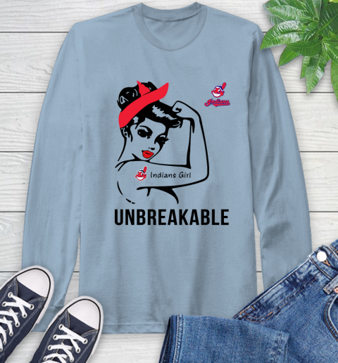 MLB Cleveland Indians Girl Unbreakable Baseball Sports Long Sleeve T-Shirt 6