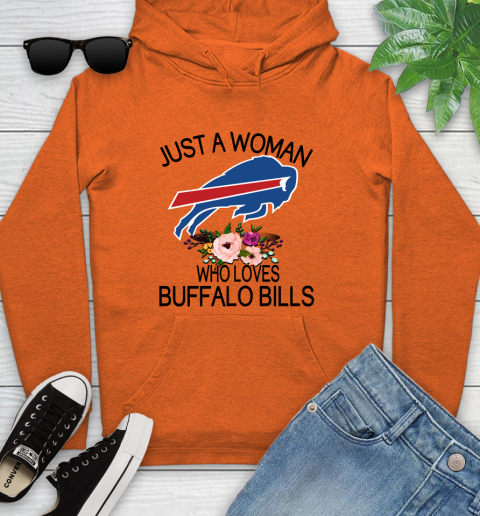 NFL Just A Woman Who Loves Buffalo Bills Football Sports Youth Hoodie 3
