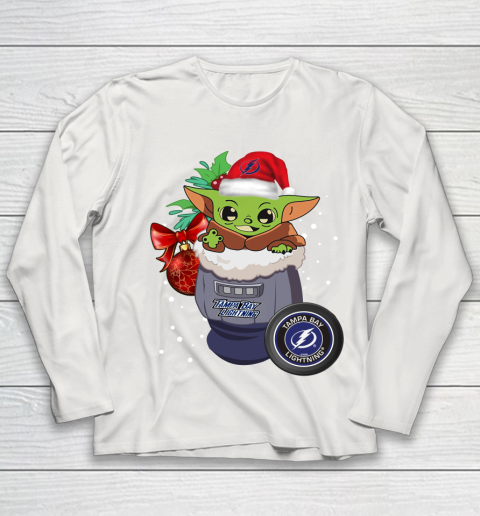 Tampa Bay Lightning Christmas Baby Yoda Star Wars Funny Happy NHL Youth Long Sleeve 11
