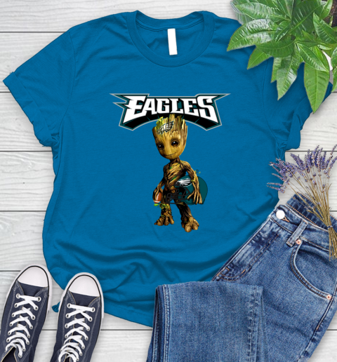 Philadelphia Eagles NFL Football Groot Marvel Guardians Of The Galaxy Women's T-Shirt 7