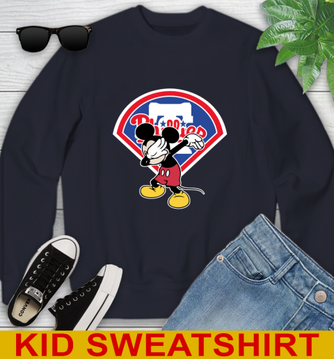 Philadelphia Phillies MLB Baseball Dabbing Mickey Disney Sports Youth Sweatshirt 3