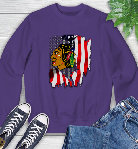 Chicago Blackhawks NHL Hockey American Flag Sweatshirt 4