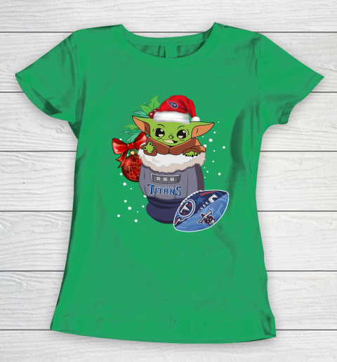Tennessee Titans Christmas Baby Yoda Star Wars Funny Happy NFL Women's T-Shirt