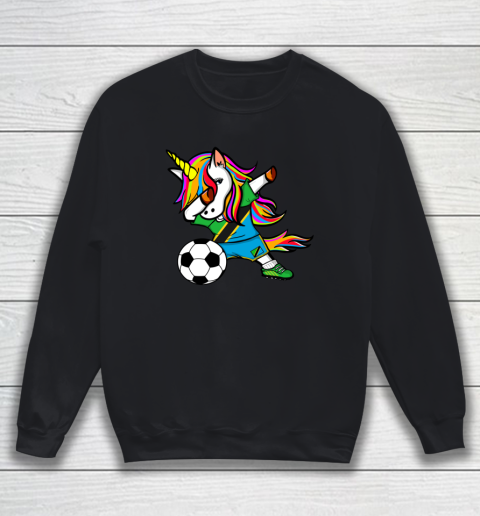 Dabbing Unicorn Tanzania Football Tanzanian Flag Soccer Sweatshirt