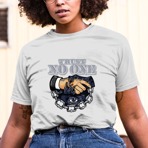 Air Jordan 1 Midnight Navy Matching Sneaker Tshirt Trust No One Eye Navy and White Jordan Tshirt