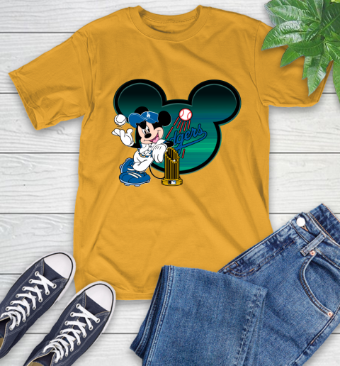 MLB Los Angeles Dodgers The Commissioner's Trophy Mickey Mouse Disney T-Shirt 3