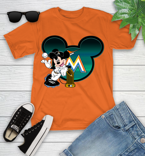 MLB Miami Marlins The Commissioner's Trophy Mickey Mouse Disney Youth T-Shirt 7