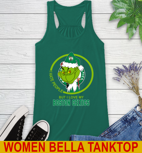 Boston Celtics NBA Christmas Grinch I Hate People But I Love My Favorite Basketball Team Racerback Tank 7