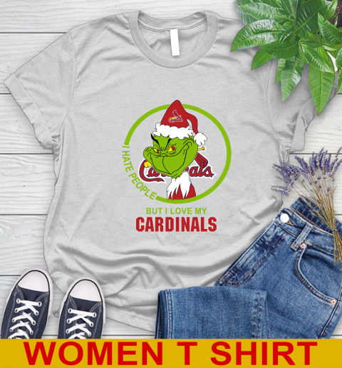 St.Louis Cardinals MLB Christmas Grinch I Hate People But I Love My Favorite Baseball Team Women's T-Shirt