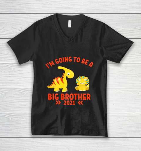 Big Brother 2021 I m Going To Be A Big brother Dinosaurs V-Neck T-Shirt
