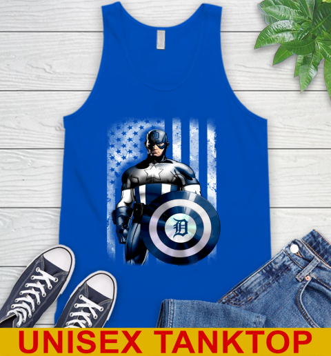 Detroit Tigers MLB Baseball Captain America Marvel Avengers American Flag Shirt Tank Top 4