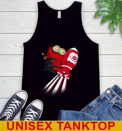 MLB Baseball Cincinnatim Reds Deadpool Minion Marvel Shirt Tank Top
