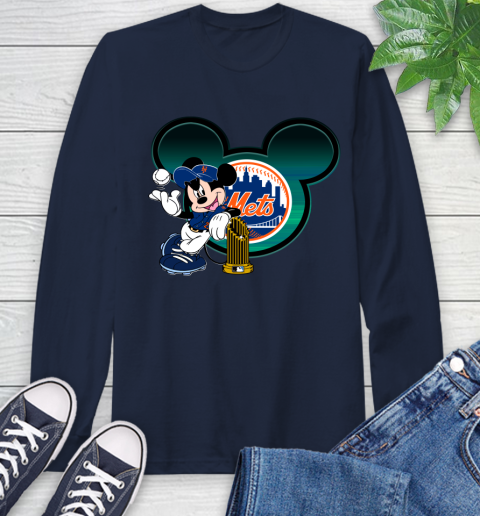 MLB New York Mets The Commissioner's Trophy Mickey Mouse Disney Long Sleeve T-Shirt 4