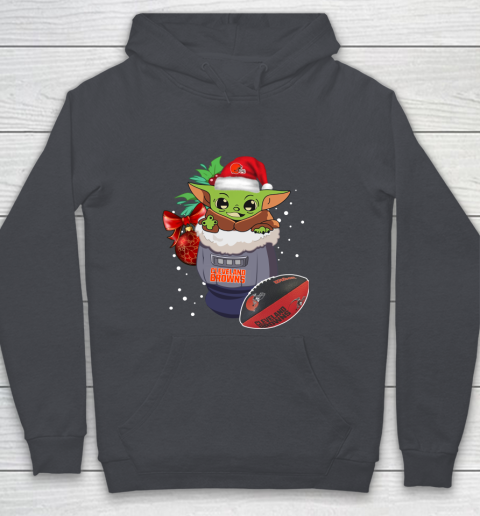 Cleveland Browns Christmas Baby Yoda Star Wars Funny Happy NFL Youth Hoodie 7