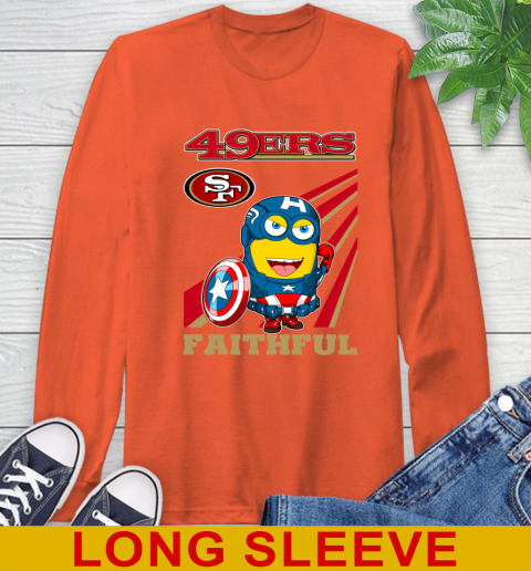 NFL Football San Francisco 49ers Captain America Marvel Avengers Minion Faithful Shirt Long Sleeve T-Shirt 4