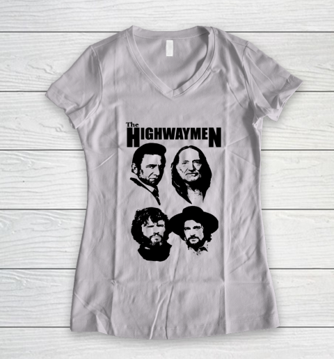 Willie Nelson Johnny Cash Outlaw Country Super Group The Highwaymen Women's V-Neck T-Shirt