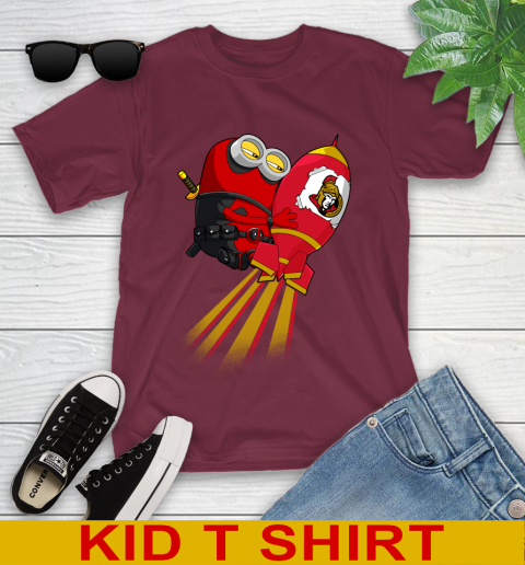 NHL Hockey Ottawa Senators Deadpool Minion Marvel Shirt Youth T-Shirt 5