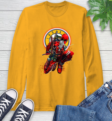 NBA Deadpool Marvel Comics Sports Basketball Indiana Pacers Long Sleeve T-Shirt 3