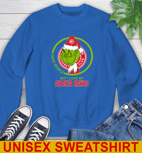 Atlanta Hawks NBA Christmas Grinch I Hate People But I Love My Favorite Basketball Team Sweatshirt 9