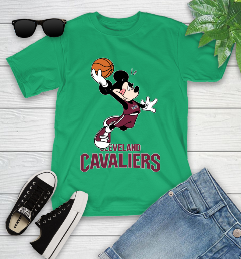 NBA Basketball Cleveland Cavaliers Cheerful Mickey Mouse Shirt Youth T-Shirt 6
