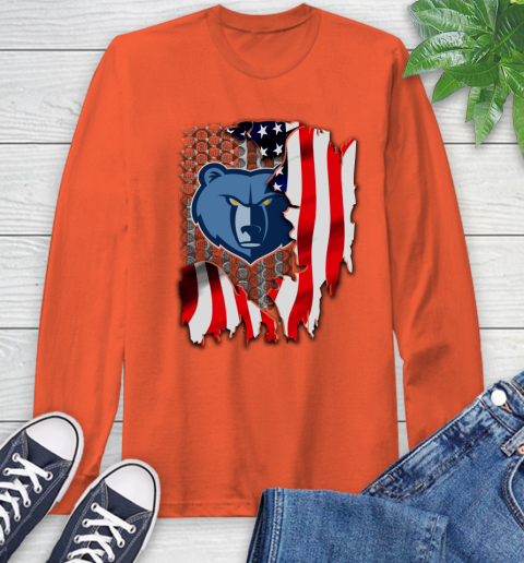 Memphis Grizzlies NBA Basketball American Flag Long Sleeve T-Shirt 4