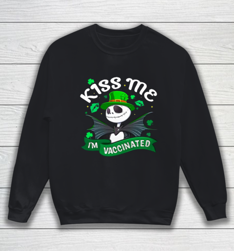Kiss Me I'm Vaccinated Patrick's Day Jack Skellington Sweatshirt