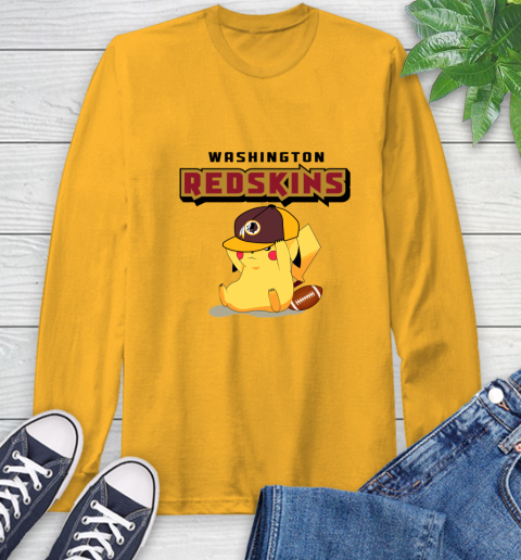 NFL Pikachu Football Washington Redskins Long Sleeve T-Shirt 3