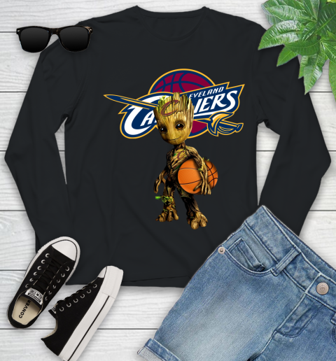 Cleveland Cavaliers NBA Basketball Groot Marvel Guardians Of The Galaxy Youth Long Sleeve 2