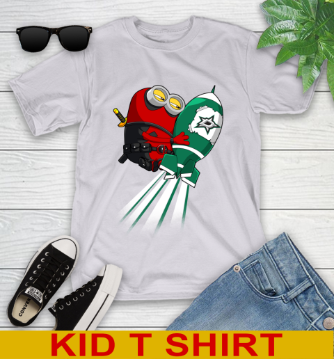 NHL Hockey Dallas Stars Deadpool Minion Marvel Shirt Youth T-Shirt 4